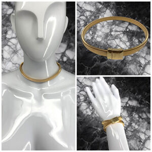Vintage Gold Tone Serpentine Snake Chain Collar Necklace Tubogas Omega Style